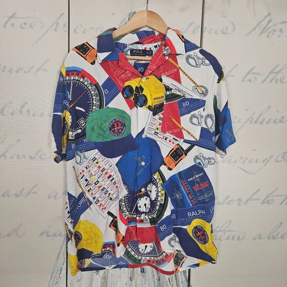 Polo Ralph Lauren Shirt Men's XL Classic Fit Nautical Racing Print Button Down - Picture 1 of 6